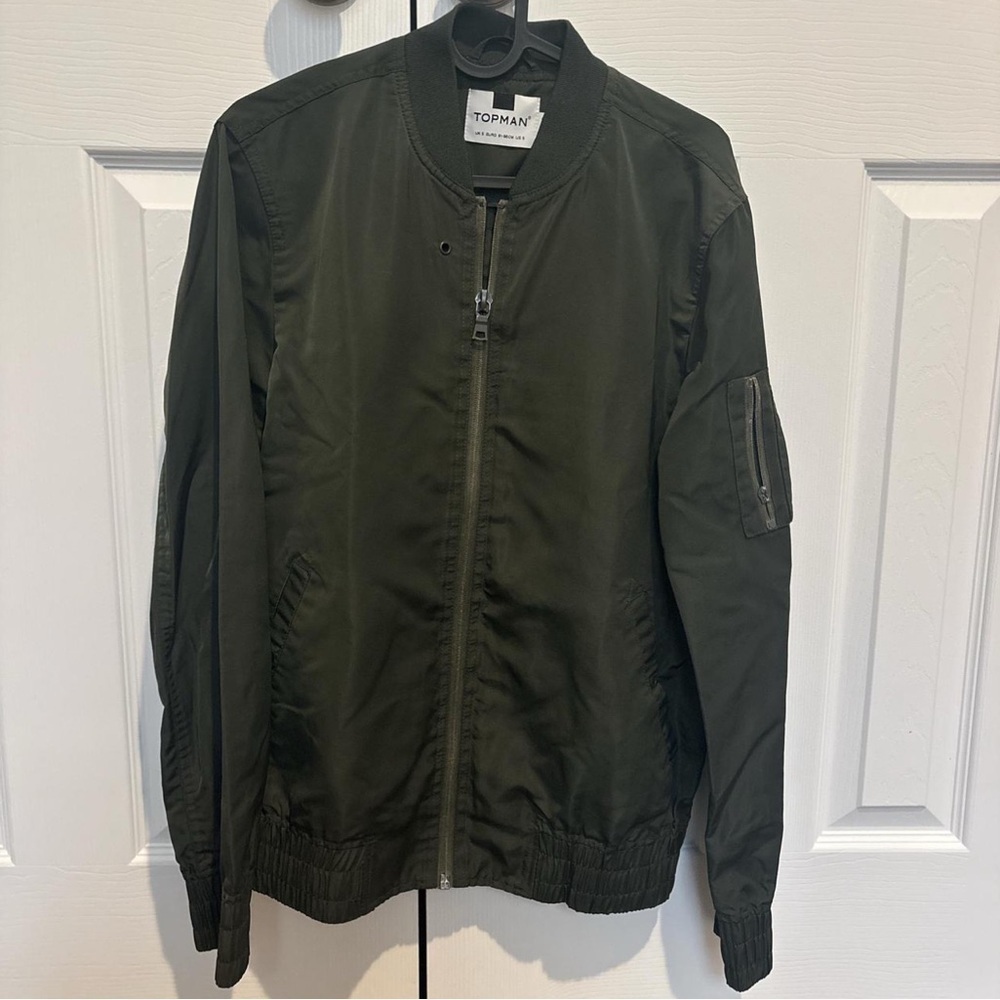 Topman Men's Olive Bomber Jacket